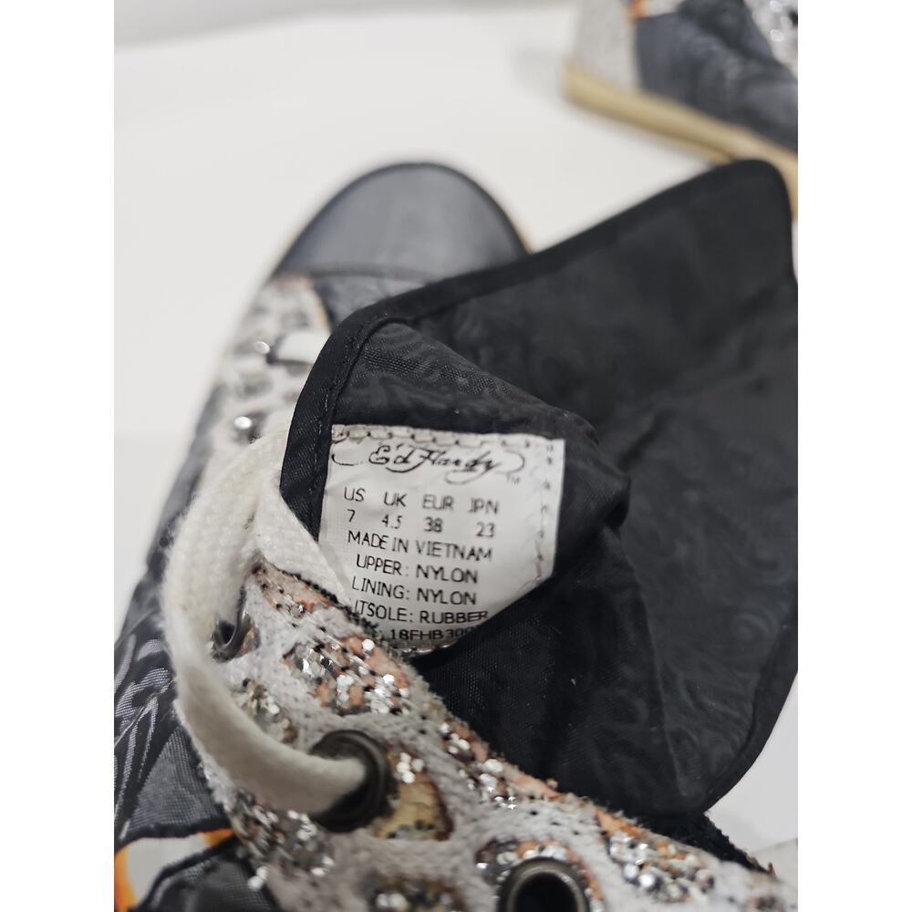 Ed Hardy Hi Top Sneakers Size 7 Japanese Print - Picture 12 of 12